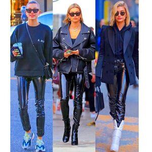 💥HOT ITEM💥 Vinyl High Waist Skinny Pants in Black